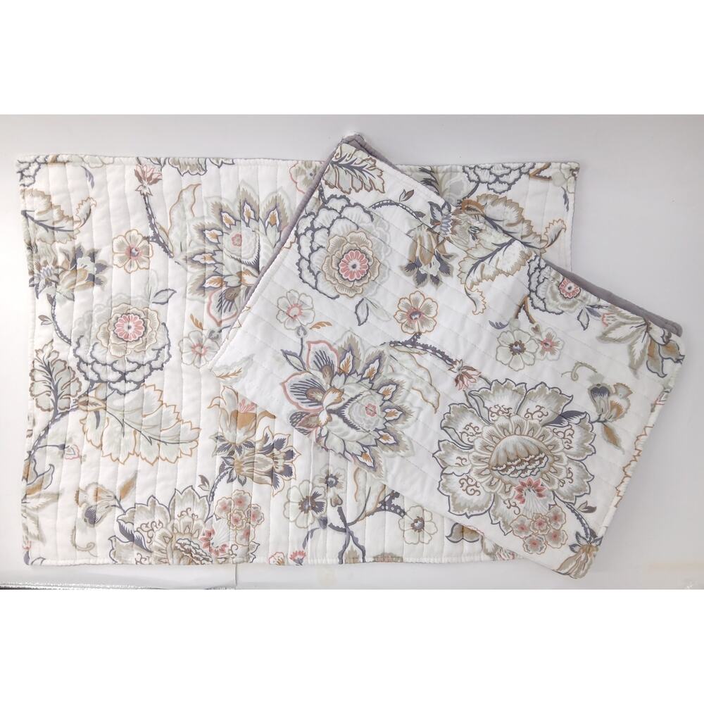 Bee & Willow 2Pc Set Floral Quilted Pillow Sham Standard  20x26 Boho Luxe